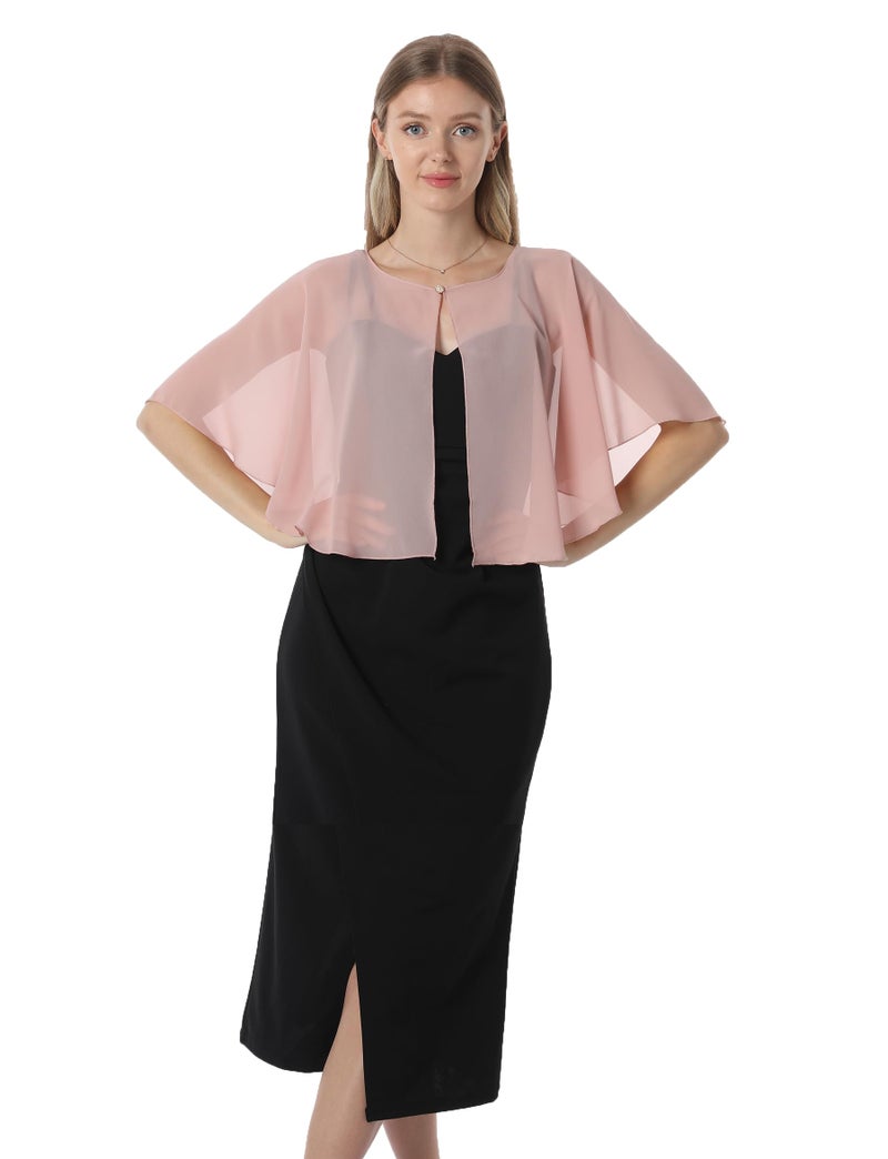 Hotshawl Chiffon Capelet Women's Soft capes Shawls and Wraps for Evening Dress Wedding Cape Cover Up (Blush) - Image 2